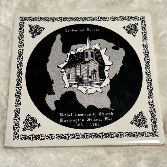 ViTG Black & White Tile Trivet Bethel Community Church Wash Island Wisconsin 90s - Picture 7 of 7